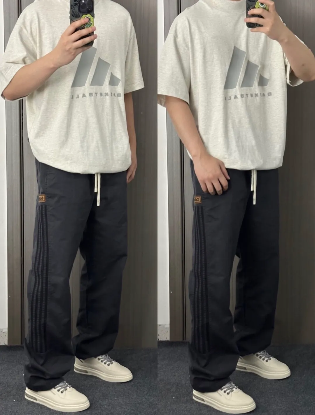 No watermark upper body renderings 𝟬𝟱𝟳𝟰# Exclusive real shots/differences between various stolen pictures and online versions on the market [𝗔𝗱𝗶𝗱𝗮𝘀 𝗕𝗮𝘀𝗸𝗲𝘁𝗕𝗮𝗹𝗹 𝟮𝟰𝗳𝘄Co-branded𝗢𝗦 Minimalist advanced Retro sports round neck short-sleeved 𝗧 shirt】Same Style for men and women! ✅The fabric is made of 260 grams of double yarn smooth cotton, purchased from the original molding board, OS loose version, customized threaded cake collar, weight up to 500 grams. ✅Original mold-making custom silicone thick leather logo, laser cutting, no burrs, imported press machine high temperature and hot and cold double-sided shaping and pressing, not easy to fall off! ✅Customized special process equipment and wiring are consistent with Authentic, different from ordinary currency on the market! ✅Remarks: The quality and process wiring of bulk goods are consistent with the official website Authentic, which is different from the market currency! ! ! 🌈Color: Gray Size: XS S M L XL